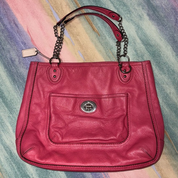 Coach Pink Shoulder Bag with Chain Straps - Picture 1 of 11